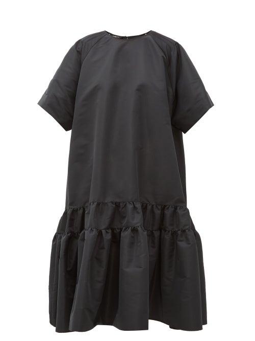 Matchesfashion.com Rochas - Tie-back Tiered Faille Dress - Womens - Black