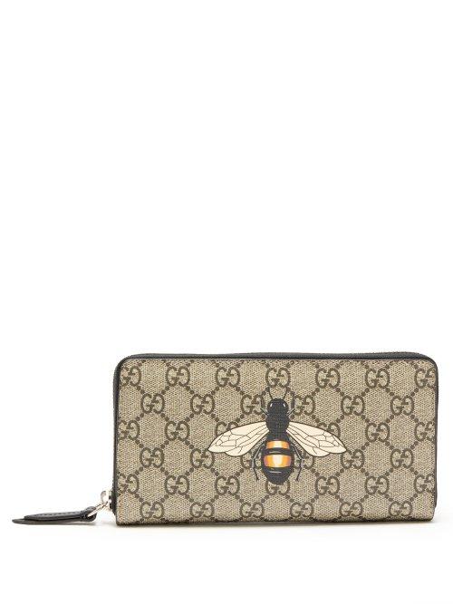 Matchesfashion.com Gucci - Gg Supreme Bee Print Wallet - Mens - Brown Multi