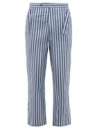 Matchesfashion.com Bode - Striped Side Tie Cotton Trousers - Mens - Blue