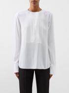 Another Tomorrow - Panelled Crepe Blouse - Womens - White