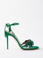 Aquazzura - Galactic Flower 105 Leather Sandals - Womens - Green