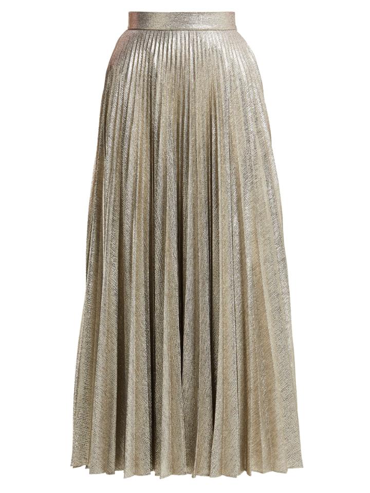 Emilia Wickstead Sunshine Metallic Pleated Skirt