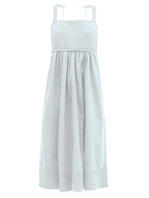 Matchesfashion.com Proenza Schouler White Label - Square-neck Cotton Midi Dress - Womens - Light Denim