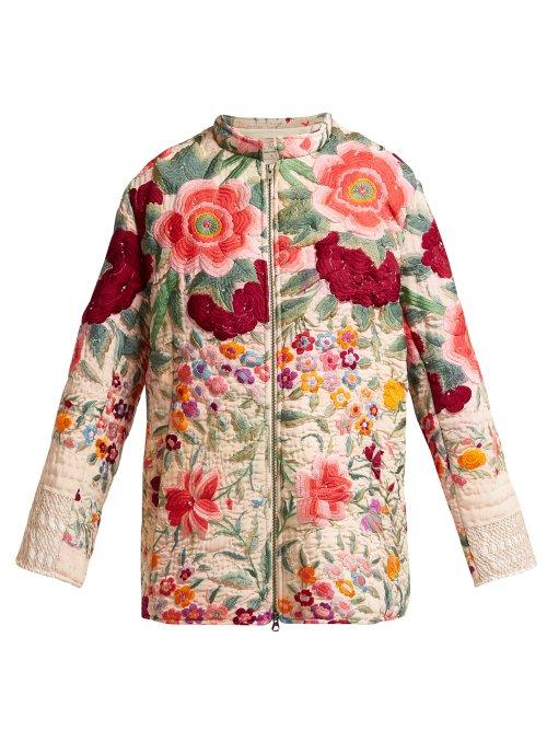 Matchesfashion.com By Walid - Samia 19th Century Embroidered Silk Jacket - Womens - Pink Multi