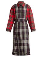 Matchesfashion.com Burberry - Two Tone Tartan Cotton Trench Coat - Womens - Blue Multi