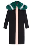 Fendi Fox-fur Collar Double-faced Wool Coat