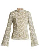 Erdem Sharon High-neck Floral Guipure-lace Top