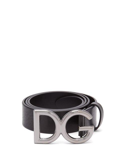 Matchesfashion.com Dolce & Gabbana - Dg Buckle Leather Belt - Mens - Black Silver