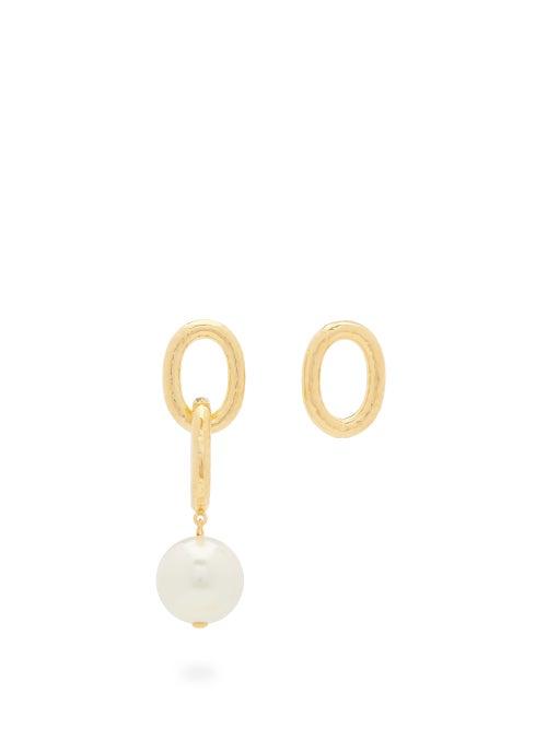 Matchesfashion.com Aurlie Bidermann - Manon Mismatched Pearl & Gold-plated Earrings - Womens - Pearl