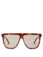 Matchesfashion.com Gucci - Oversized Flat Top Acetate Sunglasses - Womens - Tortoiseshell