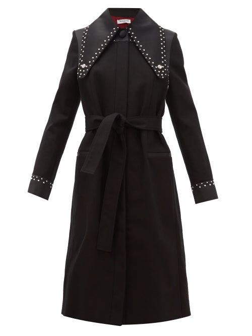 Matchesfashion.com Franoise - Studded Single Breasted Cotton Twill Coat - Womens - Black