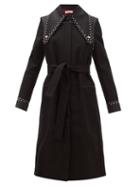 Matchesfashion.com Franoise - Studded Single Breasted Cotton Twill Coat - Womens - Black