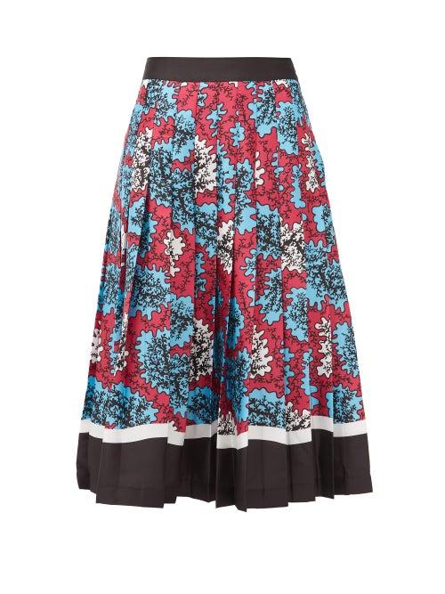 Matchesfashion.com Mary Katrantzou - Nyx Abstract-printed Pleated Midi Skirt - Womens - Blue Multi