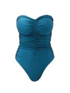 Matchesfashion.com Jade Swim - Yara Ruched Strapless Swimsuit - Womens - Dark Green