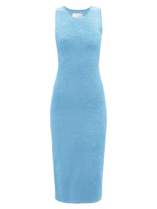 Galvan - Selene Cutout-back Textured-knit Midi Dress - Womens - Mid Blue