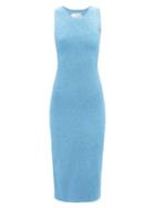 Galvan - Selene Cutout-back Textured-knit Midi Dress - Womens - Mid Blue
