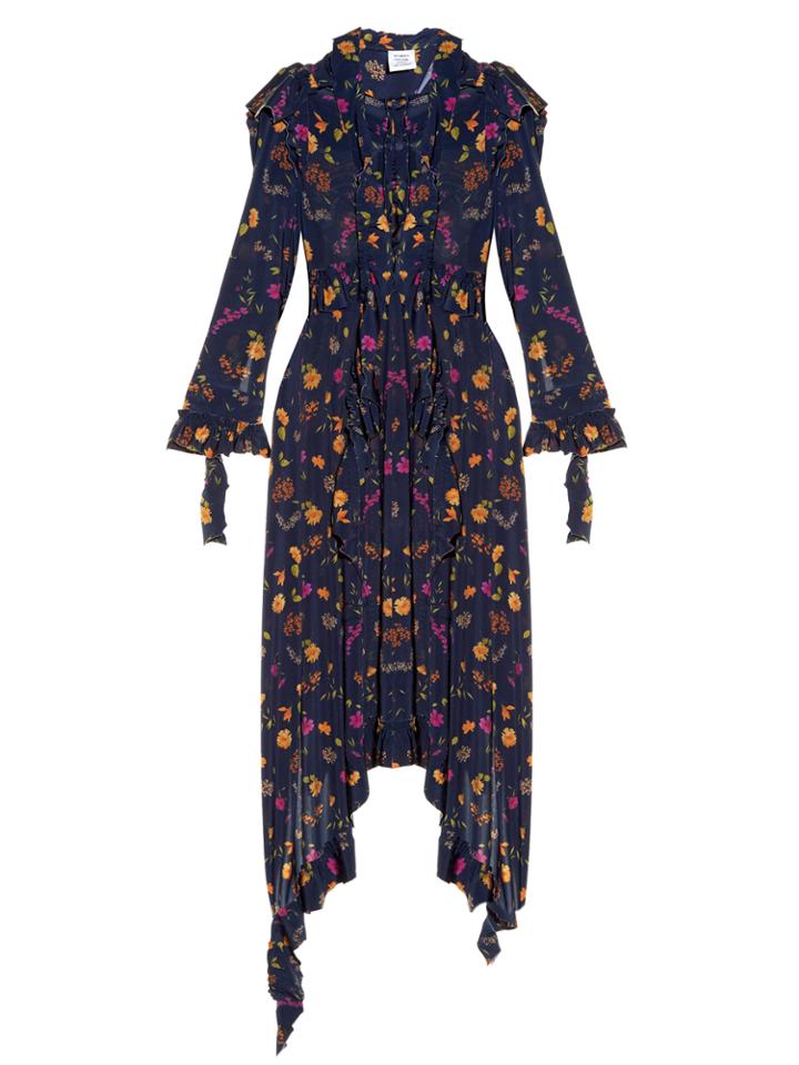 Vetements Ruffled-shoulder Floral-print Dress