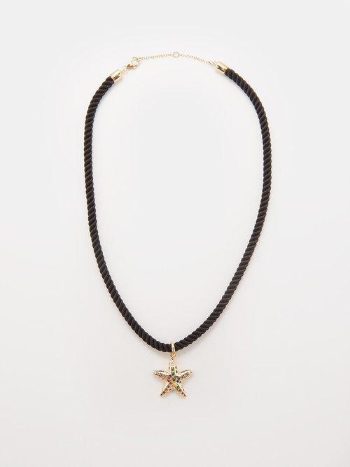 Yvonne Leon - Starfish Diamond, Sapphire & 9kt Gold Necklace - Womens - Gold Multi