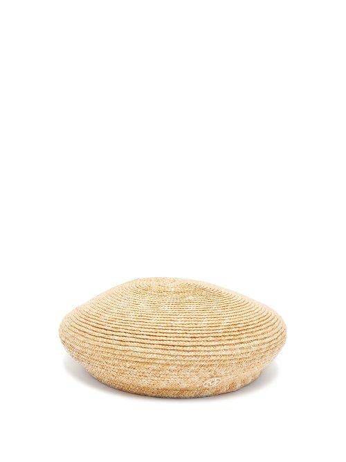 Matchesfashion.com Maison Michel - New Bonnie Straw Beret Hat - Womens - Beige