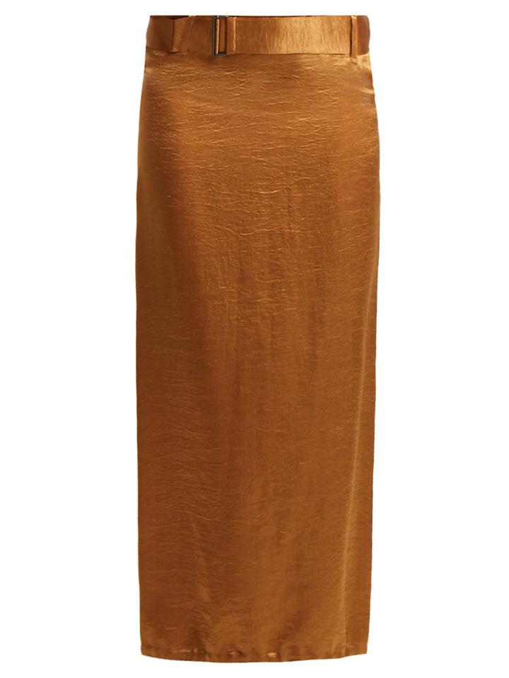 Ann Demeulemeester Belted Crinkled-satin Skirt