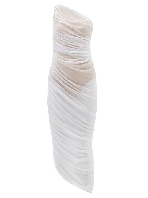 Norma Kamali - Diana One-shoulder Gathered Jersey-mesh Dress - Womens - White