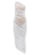 Norma Kamali - Diana One-shoulder Gathered Jersey-mesh Dress - Womens - White