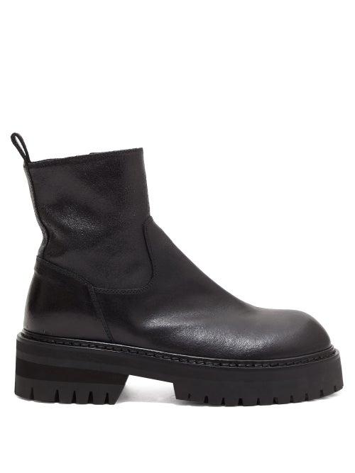 Matchesfashion.com Ann Demeulemeester - Exaggerated Leather Ankle Boots - Womens - Black