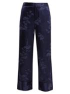 Matchesfashion.com Mm6 Maison Margiela - Floral Jacquard Satin Pyjama Style Trousers - Womens - Blue Multi