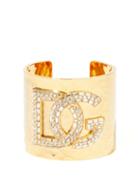 Matchesfashion.com Dolce & Gabbana - Logo Crystal-embellished Hammered Cuff - Womens - Gold