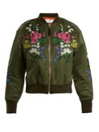 Muveil Floral Cross-stitch Embroidered Bomber Jacket