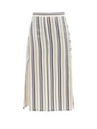 Matchesfashion.com Altuzarra - Scrimshaw Striped Side-slit Satin Midi Skirt - Womens - White Stripe