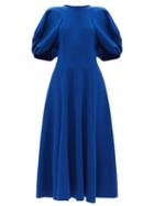 Roksanda - Adele Cape-sleeve Crepe Midi Dress - Womens - Blue