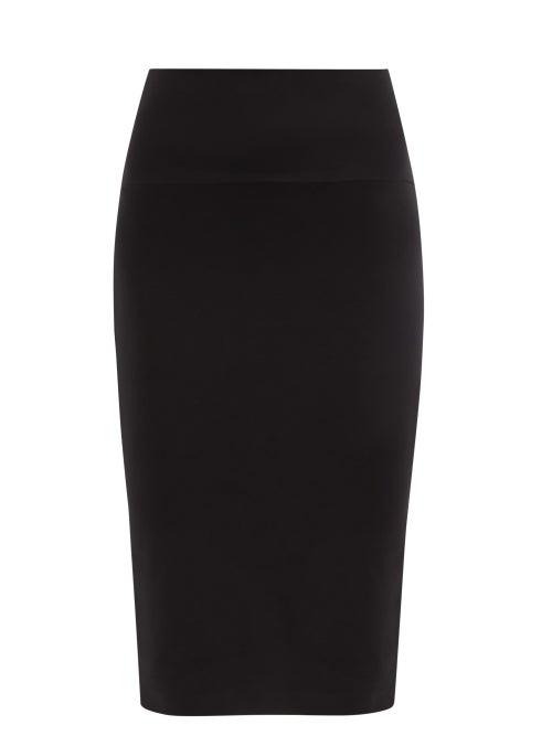 Norma Kamali - High-rise Jersey Midi Skirt - Womens - Black