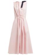 Matchesfashion.com Roksanda - Nandia Sleeveless Ruched Cotton Midi Dress - Womens - Pink