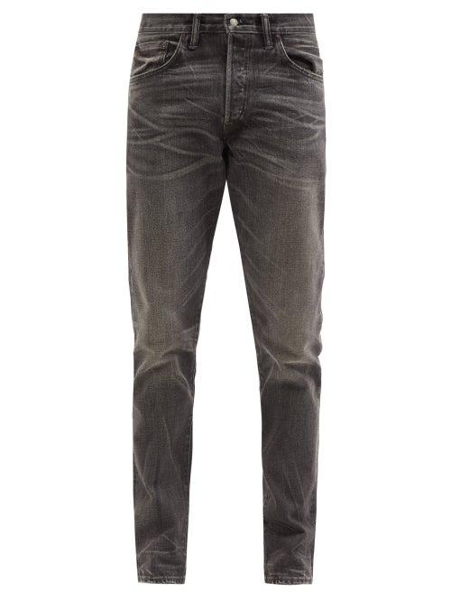 Rrl - Distressed Slim-leg Jeans - Mens - Black