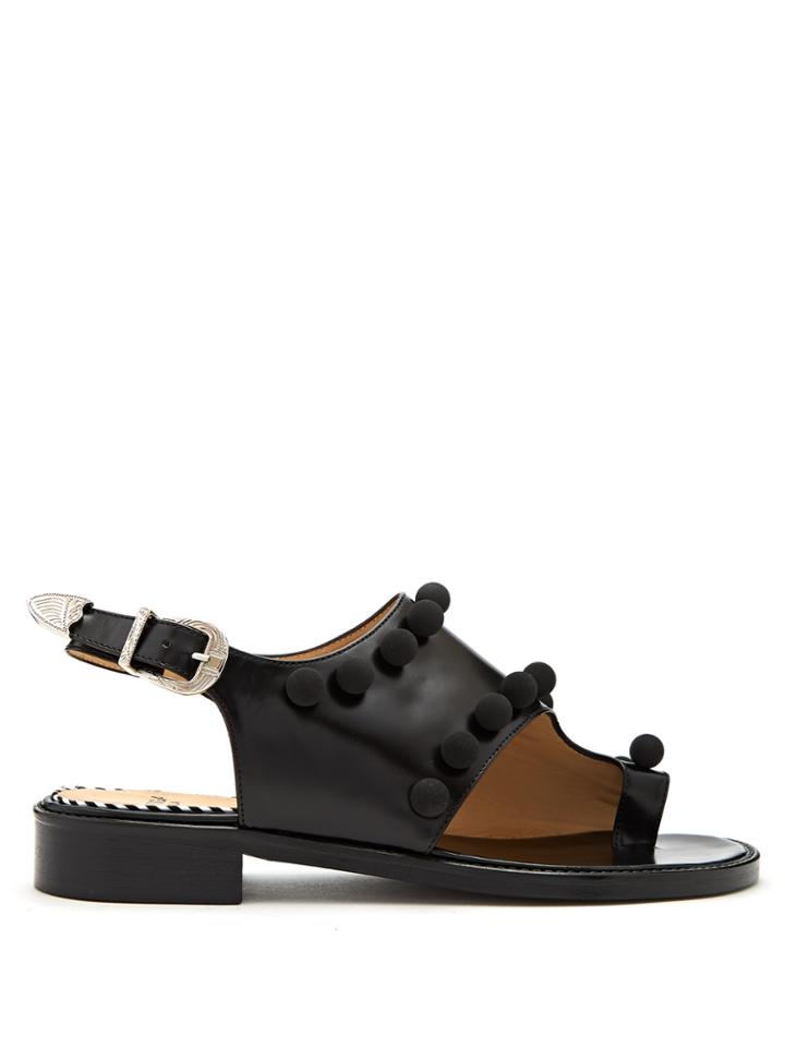 Toga Pompom-embellished Leather Flat Sandals