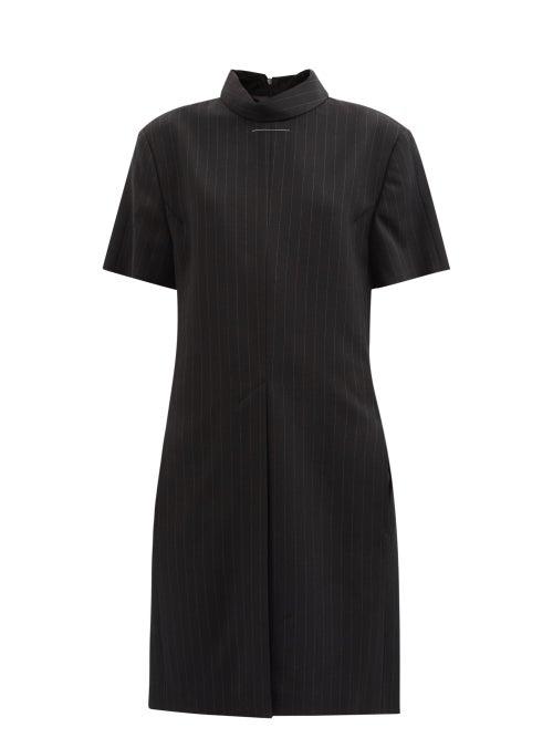 Mm6 Maison Margiela - Pinstriped Tailored Dress - Womens - Black