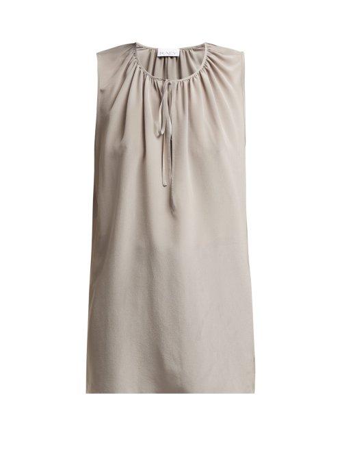 Matchesfashion.com Raey - Gathered Silk Sleeveless Smock Top - Womens - Grey