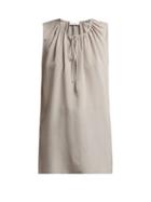 Matchesfashion.com Raey - Gathered Silk Sleeveless Smock Top - Womens - Grey