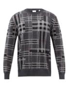 Burberry - Montage-check Jacquard Cashmere Sweater - Mens - Grey