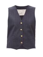 Matchesfashion.com Giuliva Heritage Collection - The Andrea Shadow Striped Wool Twill Waistcoat - Womens - Navy Multi