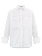 Matchesfashion.com Palmer//harding - Carl Exaggerated Cuff Cotton Blend Shirt - Mens - White