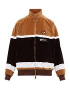 Matchesfashion.com Burberry - Logo Patch Zip Through Velour Track Jacket - Mens - Beige