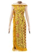 Matchesfashion.com Marine Serre - Upcycled Floral-jacquard Midi Dress - Womens - Yellow