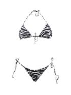 The Attico - Zebra-print Triangle Bikini - Womens - Black White