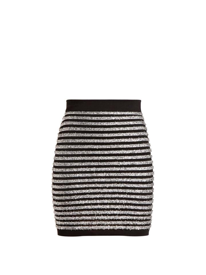 Balmain Striped Mid-rise Mini Skirt