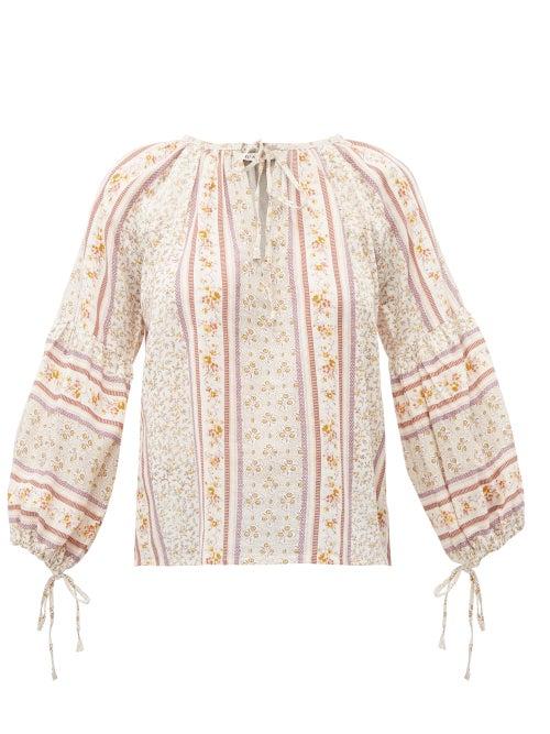 Matchesfashion.com D'ascoli - Devon Floral Print Cotton Blouse - Womens - Yellow