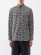 Versace - Logo-print Cotton-poplin Shirt - Mens - Black White