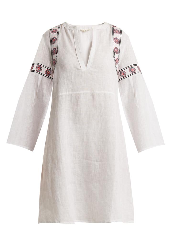Daft Pantelleria Embroidered-linen Kaftan