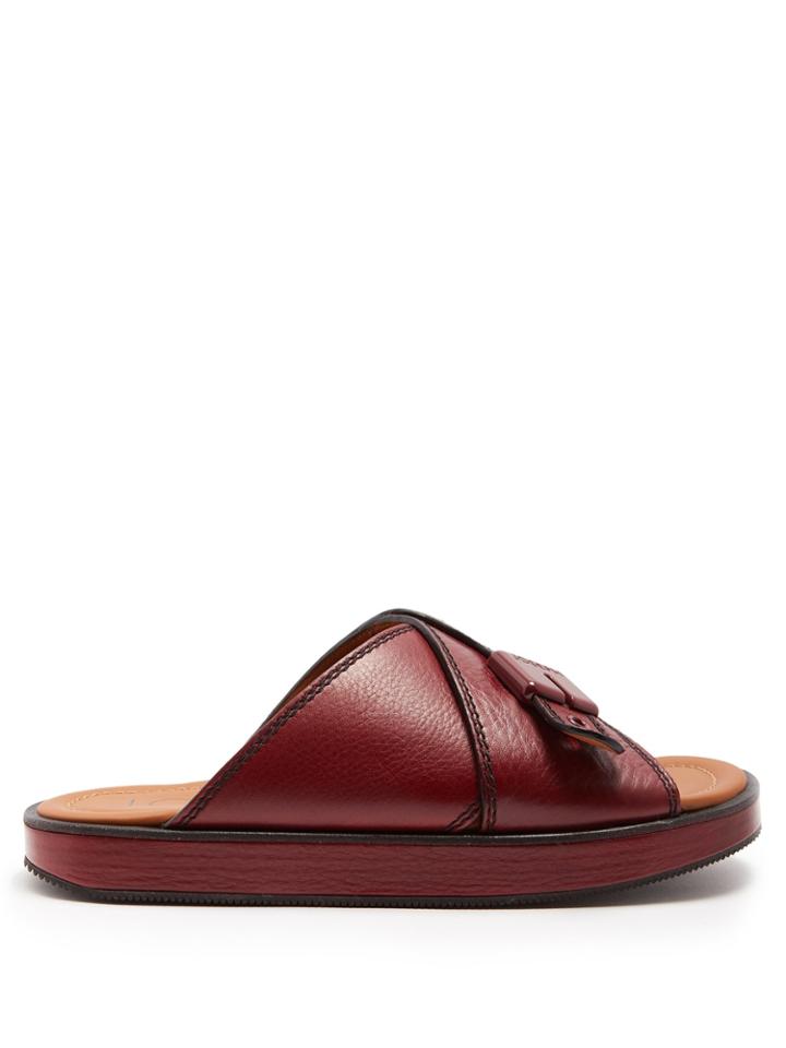Joseph Crossover Leather Flatform Slides
